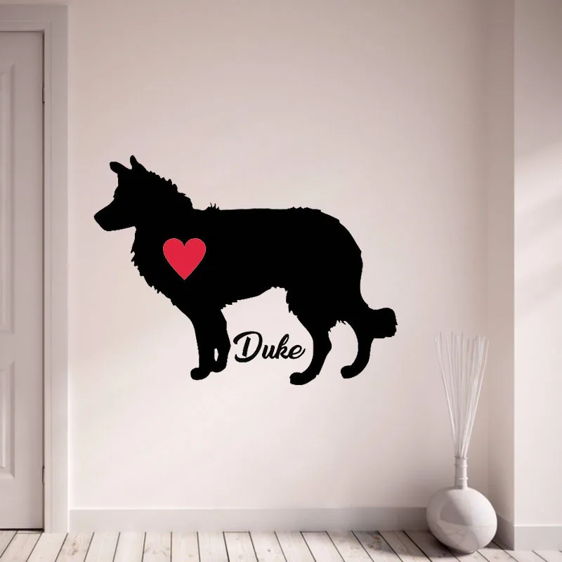 Наклейка на стену с изображением собаки красного сердца|personalized decal|personalized name