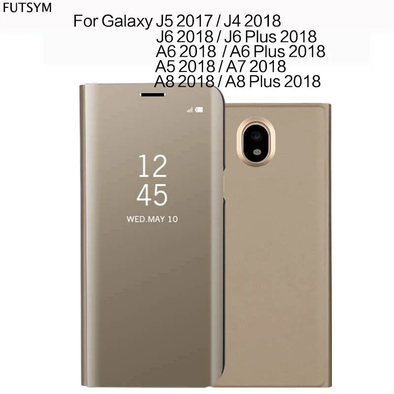 Зеркальное гальваническое покрытие Флип Смарт сна Кожаный чехол для samsung Galaxy J5 2017
