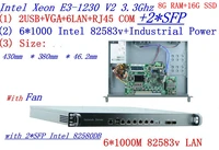 industrial 1u network firewall quad core xeon e3 1230 3 3ghz 8g ram 16g ssd 61000m 82583v gigabit nics with 2 intel sfp