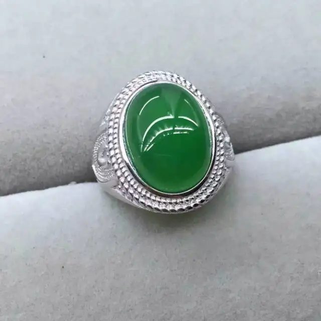 

Natural green chalcedony Ring Natural gemstone Ring 925 sterling silver trendy luxurious big for men women's party fine Jewelry