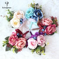 lovegrace artificial silk flowers bride groom wedding corsages and boutonnieres rose berry flower brooches jewelry bouquet prom