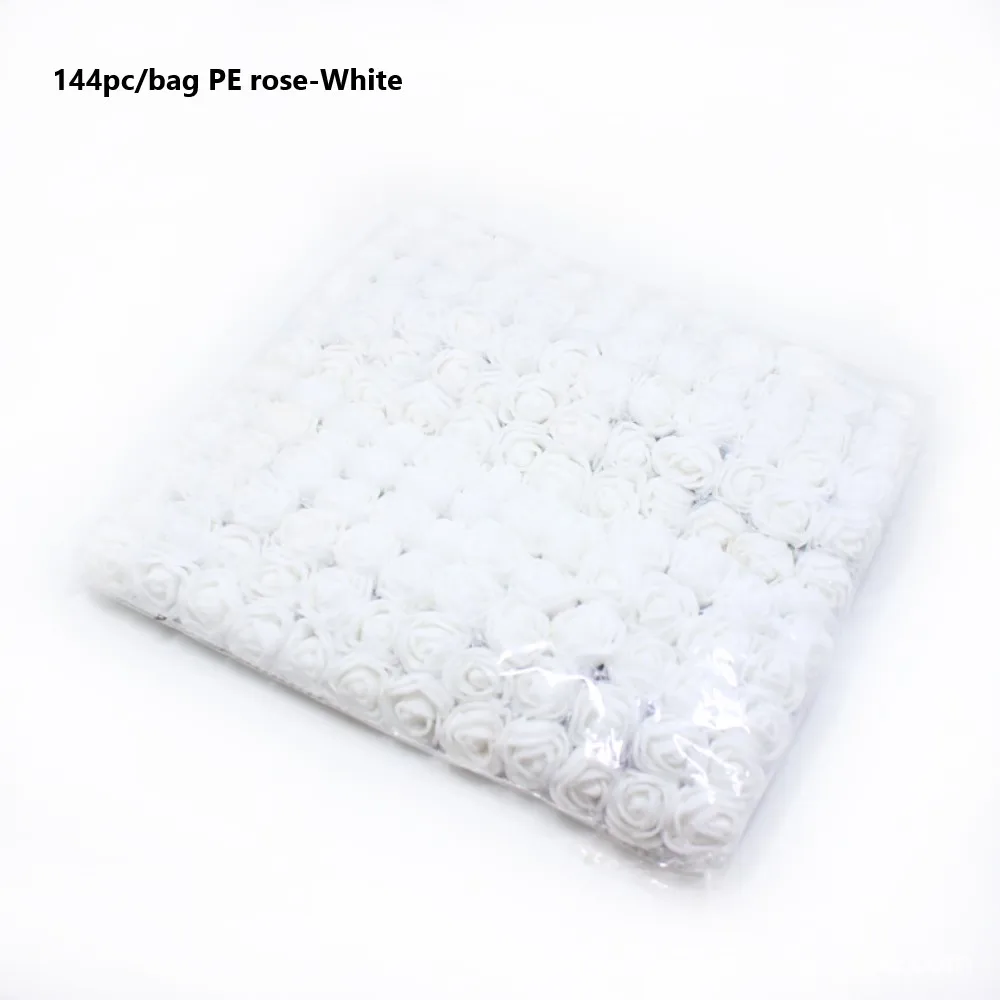 144pc-White rose 144 шт./лот, плюшевый мишка из роз, пенопластовый Мишка, искусственный плюшевый мишка из розы, декоративная форма мишки из розы, искусственный цветок из пенопласта, форма медведя из розы - Цвет: 144pc-White rose