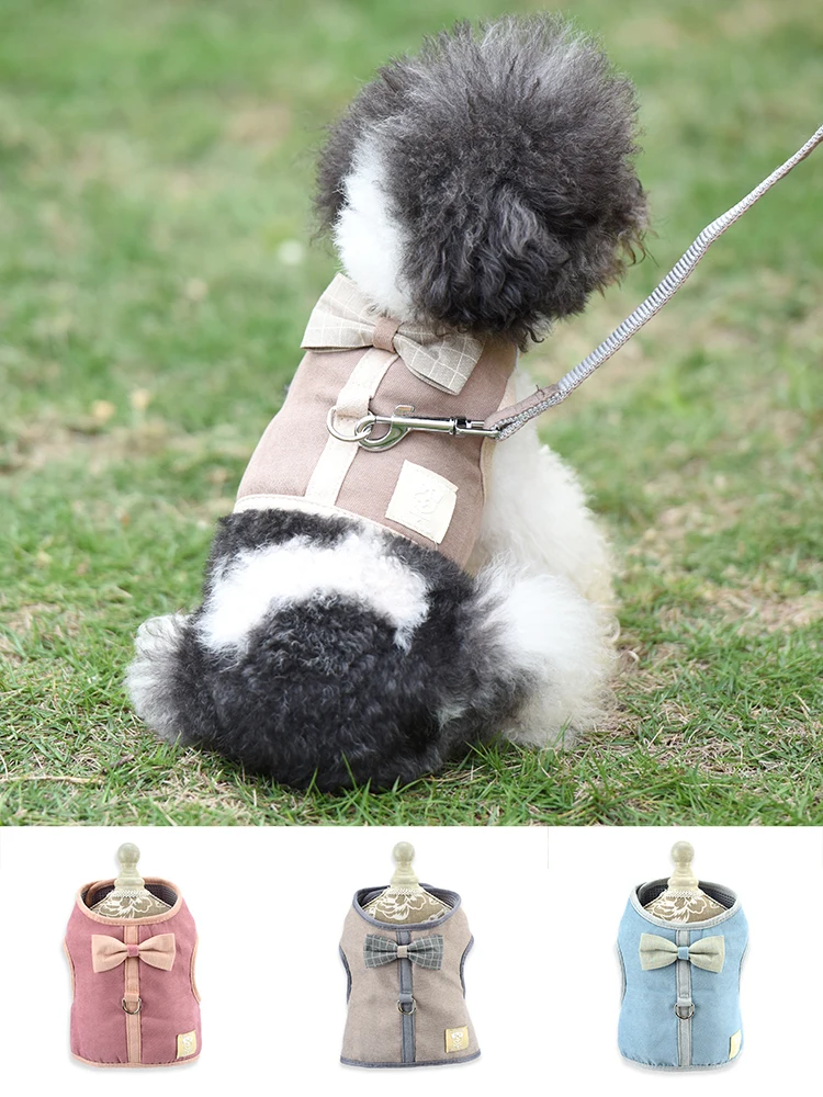 Жилет для собак Cats Harness Vest Bowknot Маленький / Средний Жгут Регулируемый щенок Кошка Стропы Поводки