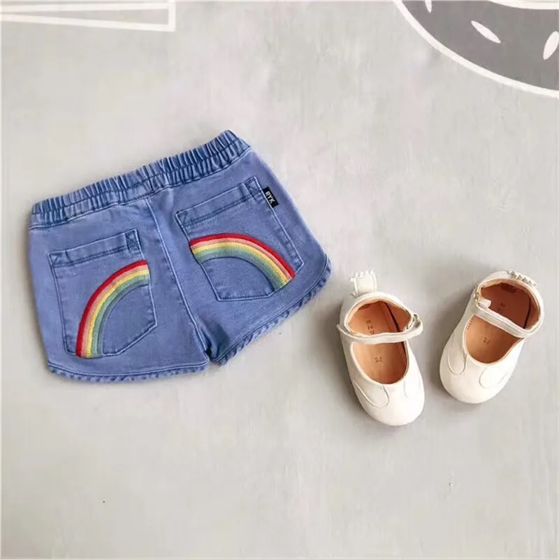 EnkeliBB/джинсовые шорты с радугой для маленьких девочек брендовые Дизайнерские