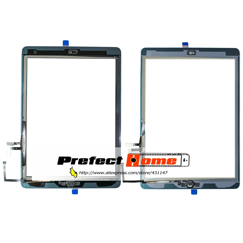Для iPad Air1 20 шт./лот сенсорный экран дигитайзер и клей + home flexcable завершенный A1474 A1475