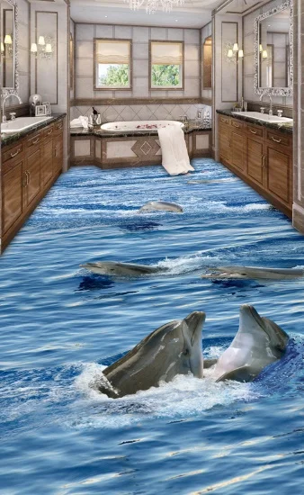 

[Самоклеющиеся] 3D Дельфин океан 5 нескользящие водонепроницаемые фото самоклеющиеся наклейки на пол Настенные обои фрески печать наклейка