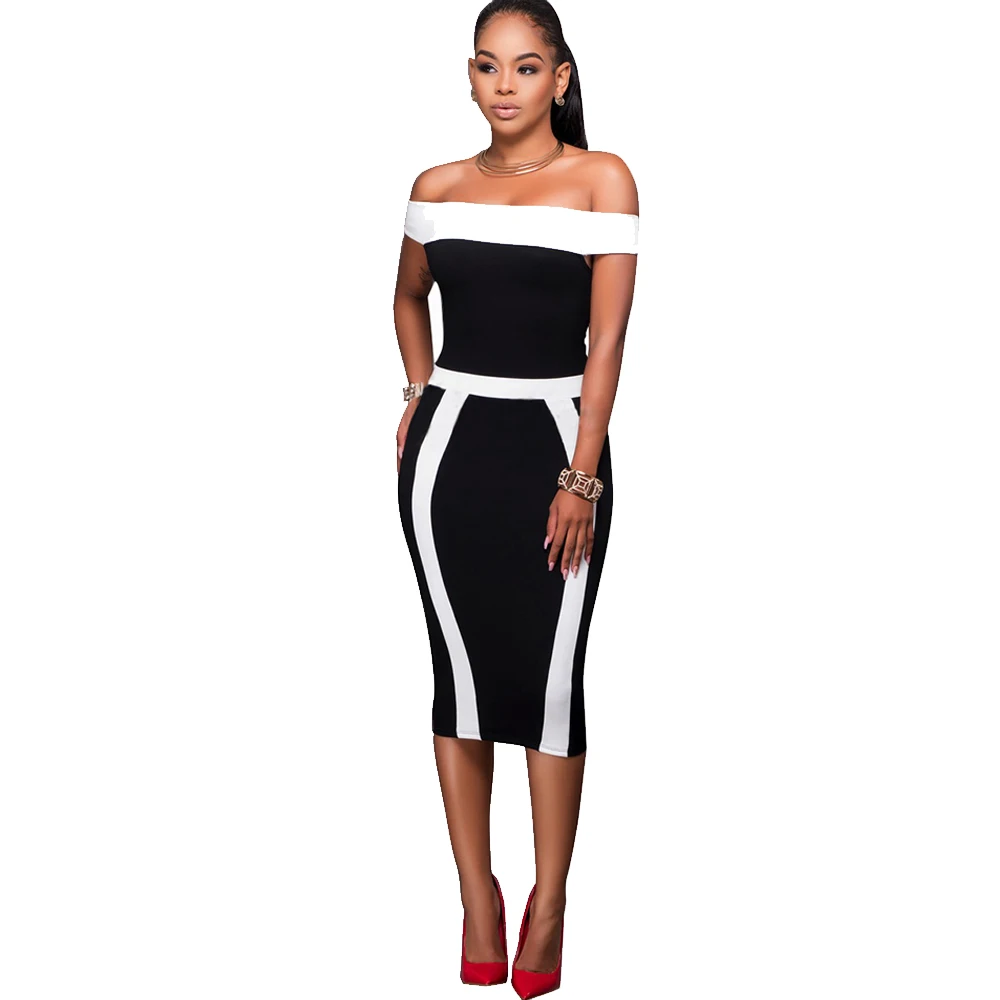SARETOMIAS Горячие продажа Лето Dress Женщины С плеча Slash шея Sexy Карандаш женские платья |
