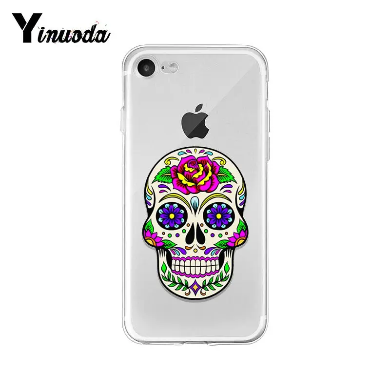 Yinuoda Модный чехол для телефона в стиле ретро с цветком и черепом iphone 8 7 6 6S Plus X XS MAX 5