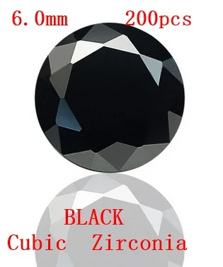 

MRHUANG Jewelry Supplies AAA Grade CZ Cubic Zirconia BLACK Round Zircon 6.0MM DIY Jewelry Findings Supplies Free Shipping