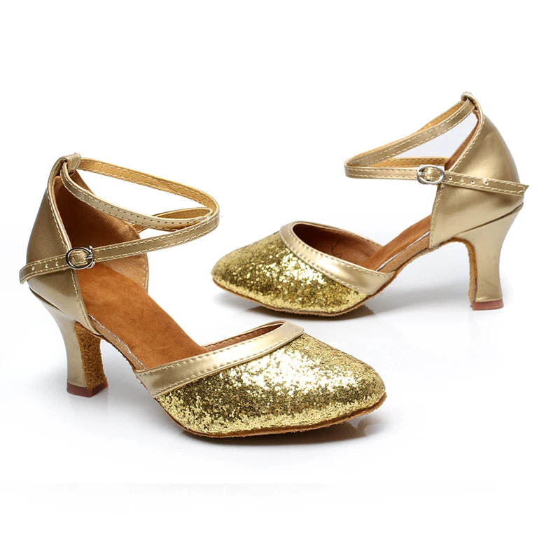 Женские туфли с блестками для танцев на каблуке бальных латинских сальсы лидер