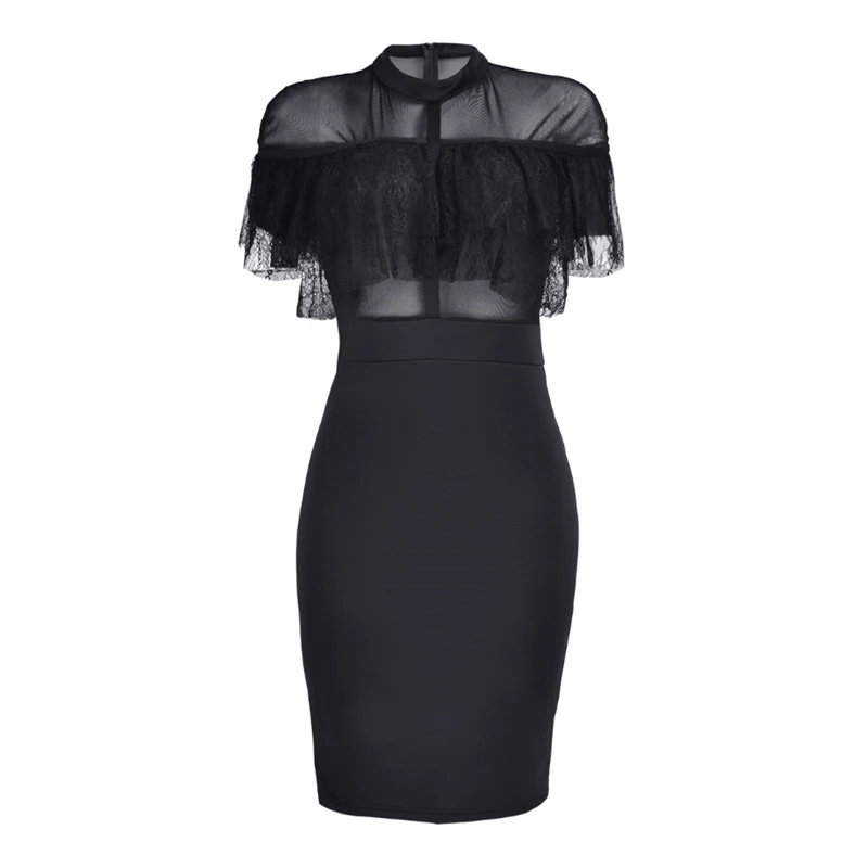 Женское платье-карандаш с коротким рукавом Красное Облегающее Сетчатое платье