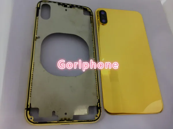 Высокое качество, роскошная задняя крышка для iphone X 24 k, Золотой корпус, зеркало, золото, индивидуальный дизайн, задняя дверь для IP X 10