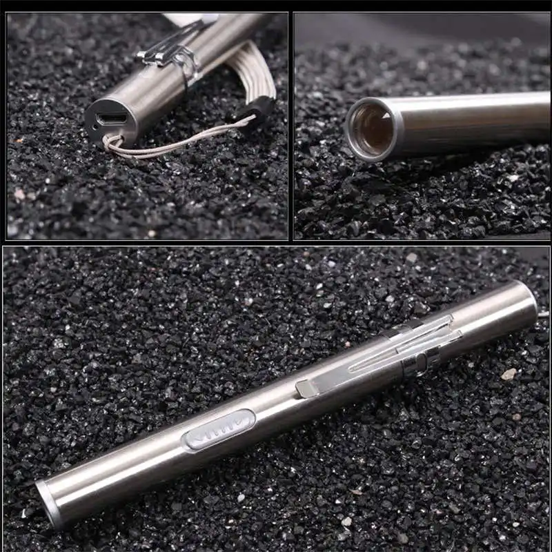 USB Перезаряжаемый антибликовый мини фонарик из нержавеющей стали Портативный
