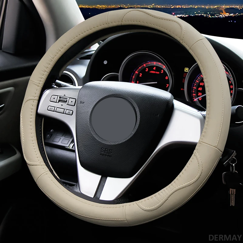 Кожаный чехол рулевого колеса автомобиля чехол для Mazda 2 3 Mazda 6 Axela Atenza CX-3 CX-5 CX5 CX-7 CX-9 аксессуары - Название цвета: Beige