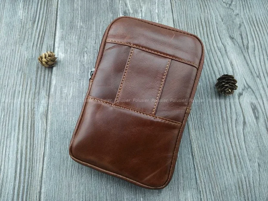 Мужской кошелек из натуральной воловьей кожи в стиле ретро|leather waist packs|waist packpocket