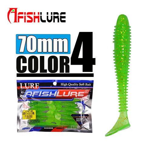 Color4 Afishlure винт Т хвост мягкий червь 70 мм/2,9 г Maggot пластиковые рыболовные приманки плавающие черви искусственные приманки Pesca 12 шт./лот Grubs - Цвет: Color4