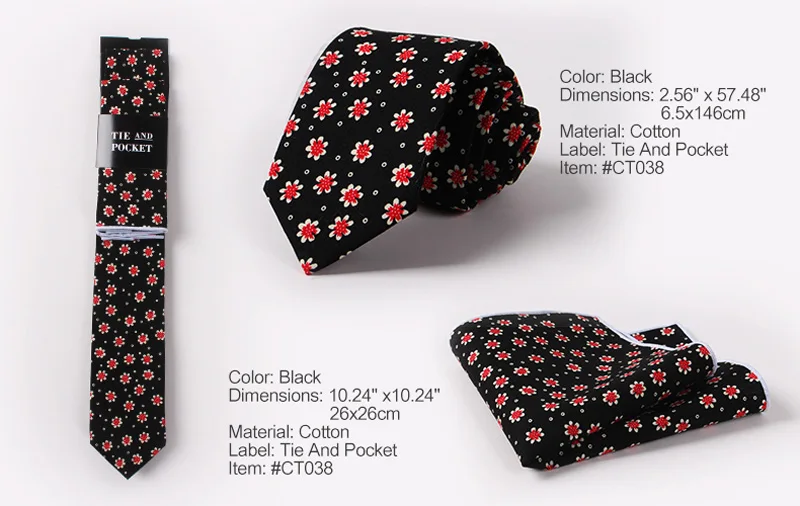 Хлопок мужской галстук с модным принтом галстук+ Pocket Square Set 6,5 см Галстук Hanky шеи галстуки комплект 42 стиль подарок к празднику Gravata тонкий