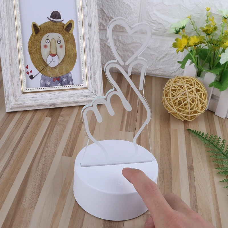 USB Новинка 7 цветов изменяющий палец сердце светодиодный ночсветильник 3D