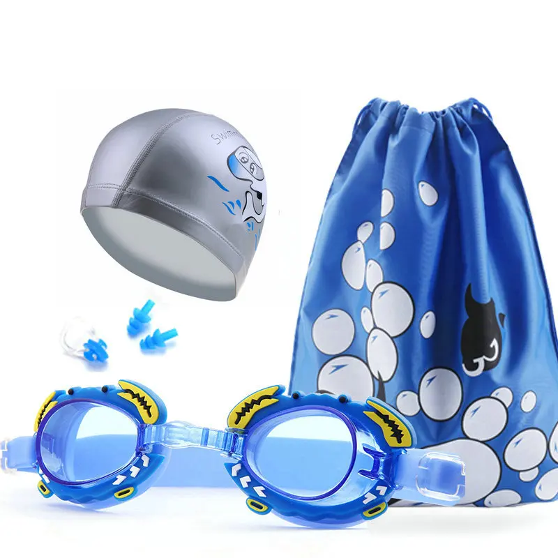 Set G 4pcs Набор из 4 шт., очки для плавания для мальчиков, водонепроницаемые, противотуманные, с защитой от ультрафиолета, для девочек, очки для плавания, для детей, с рисунком, для бассейна, очки, сумка - Цвет: Set G 4pcs