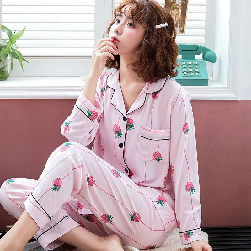 pink BZEL/пижамный комплект из 2 предметов, Женский Пижамный костюм с длинными рукавами и отложным воротником, атласная пижама Mujer, Белье для сна, 11 видов узоров - Цвет: pink