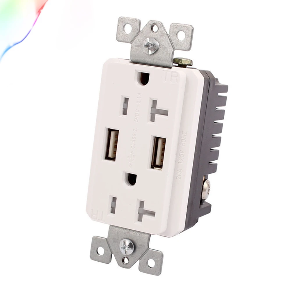 120 в 20 А зарядное устройство с двойным USB разъемом для розетки|Электрические