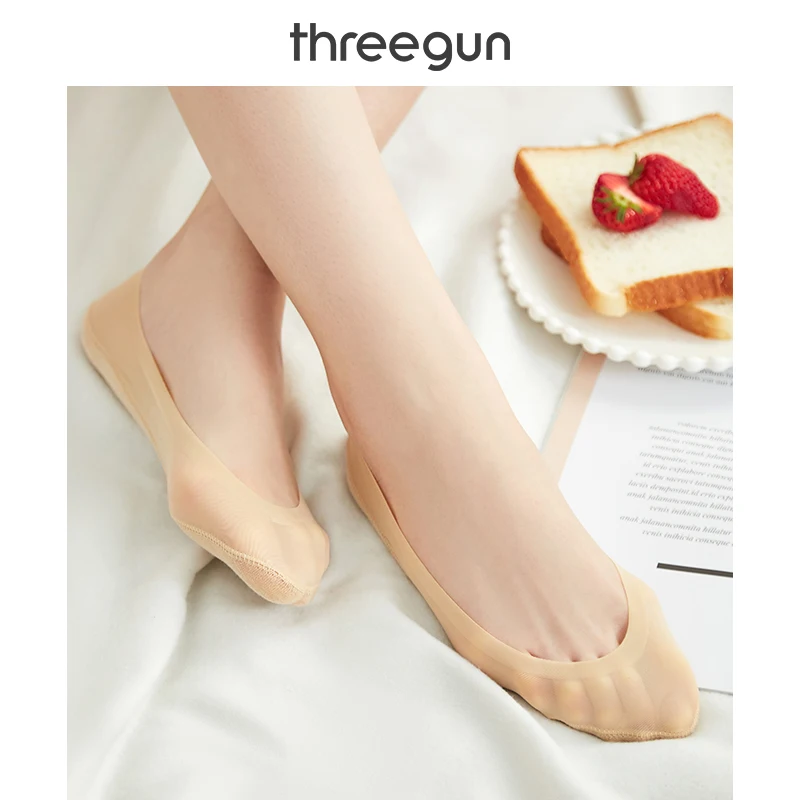THREEGUN/3 пары носков без шоу кружевные женские короткие невидимые Нескользящие