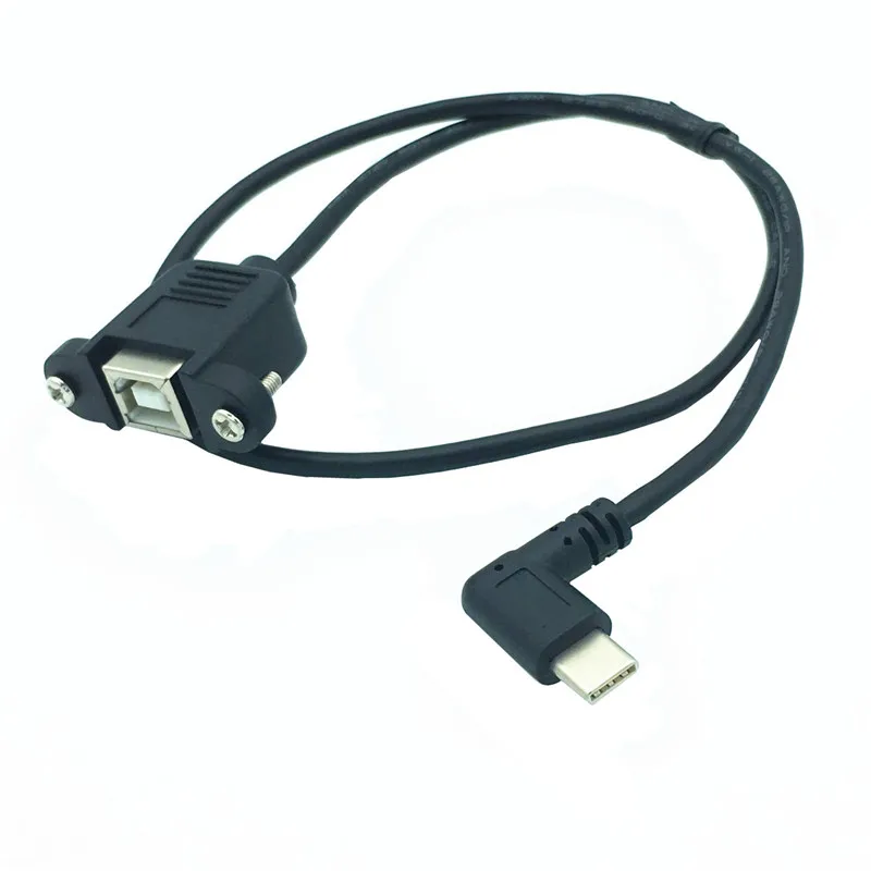 50 см USB 2 0 B гнездо принтера Панель Крепление к Type c правый угол Мужской кабель для