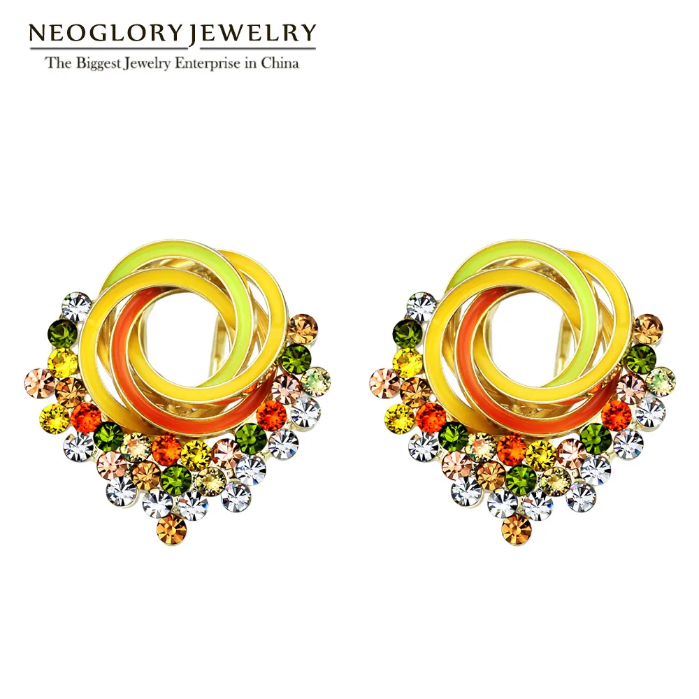 Neoglory разноцветные очаровательные серьги-гвоздики со стразами для женщин и