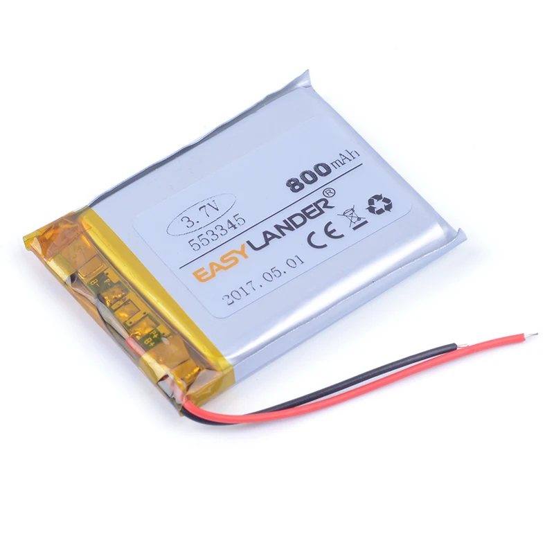 

553445 3.7V 800mAh Lithium li-Polymer Li-ion Rechargeable Battery For Mp3 MP4 MP5 GPS PSP DVR E-Book mobile electronic part