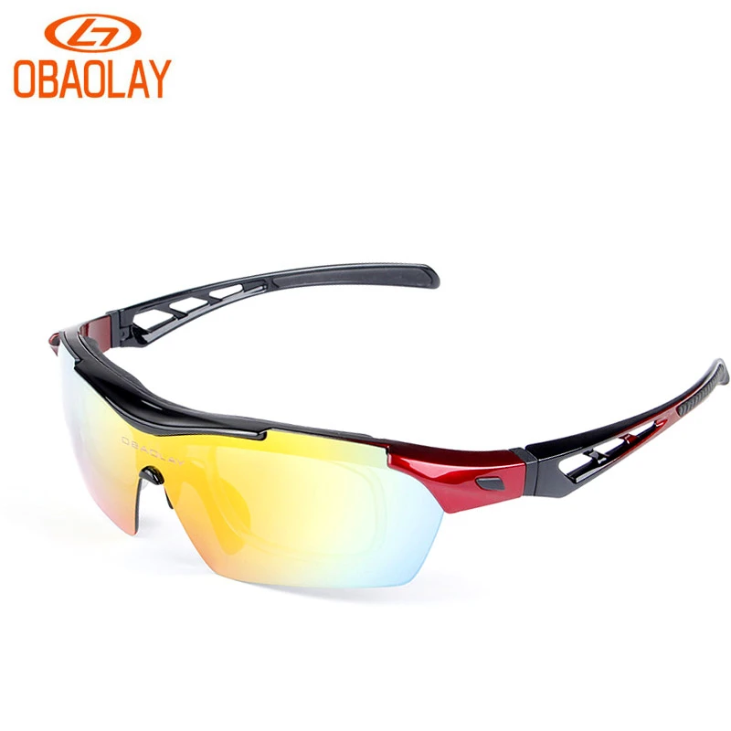 OBAOLAY Polarized Cycling Glasses For Men 5 Lens Eyewear Half Frame Bicycle Goggle Sport Sunglasses Oculos Gafas de ciclismo | Спорт и