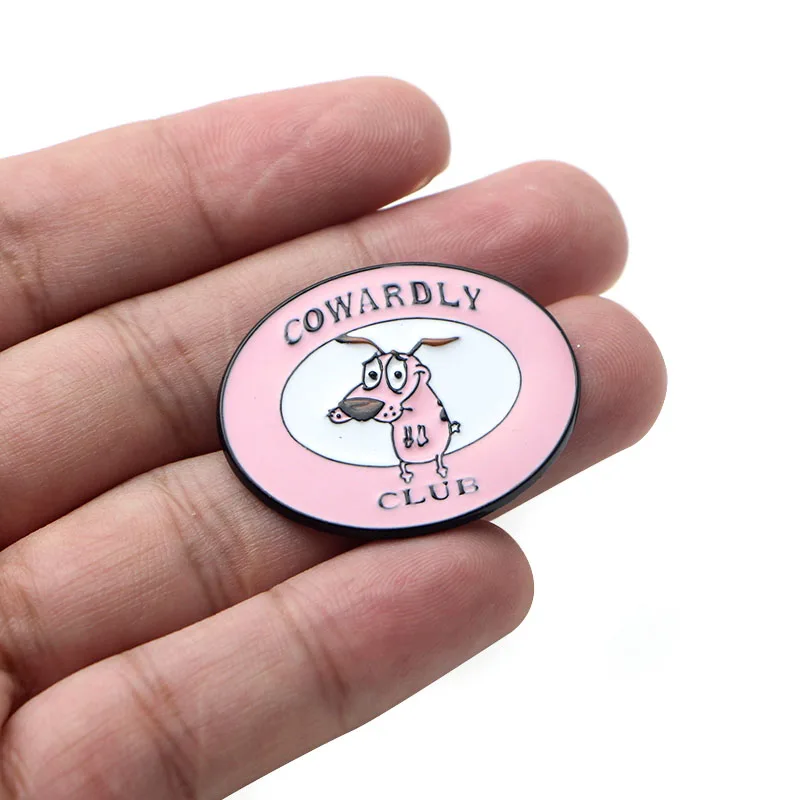 P2987 Dongmanli Courage The Cowardly Dog Metal Enamel Pins and Brooches for Women Men Lapel pin backpack bags badge pin Gifts