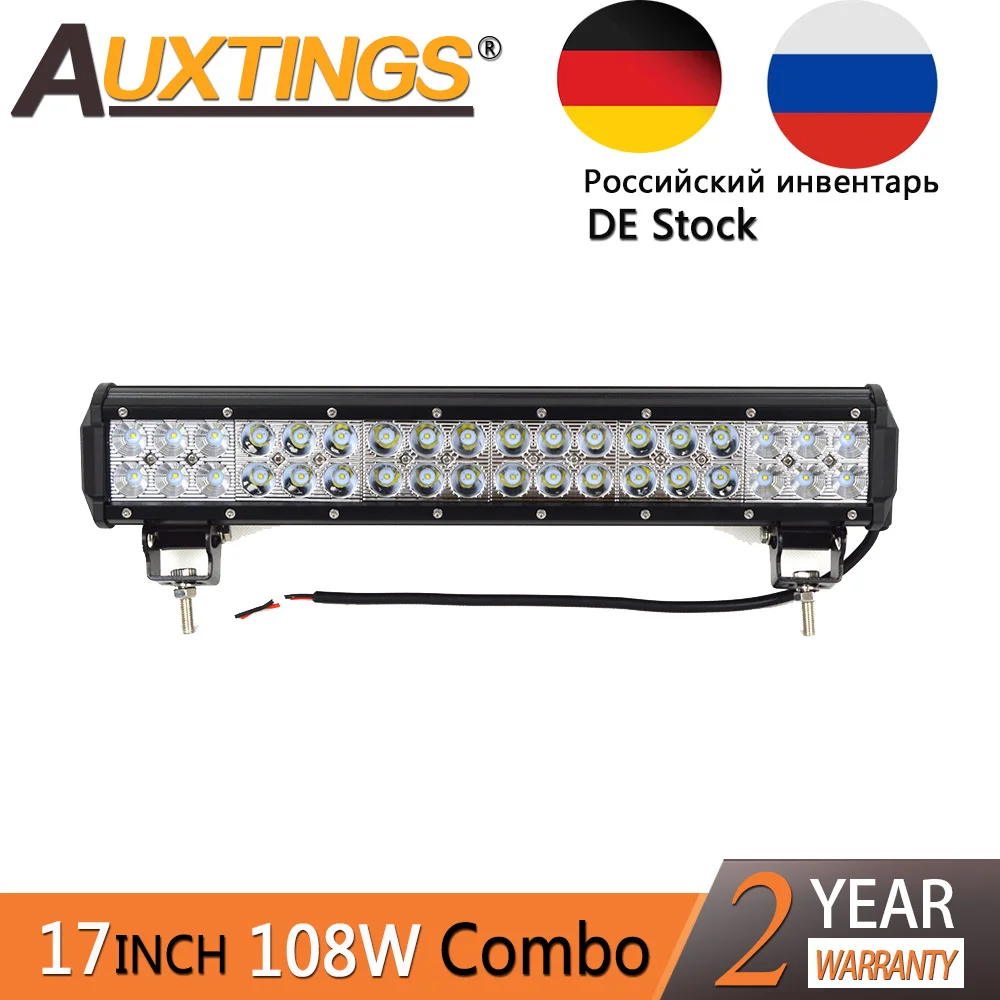 

Auxtings IP67 waterproof high power 17'' 18" inch 108W LED work light bar 4x4 offroad 12v 24v Combo Beam Straight Car LED Light