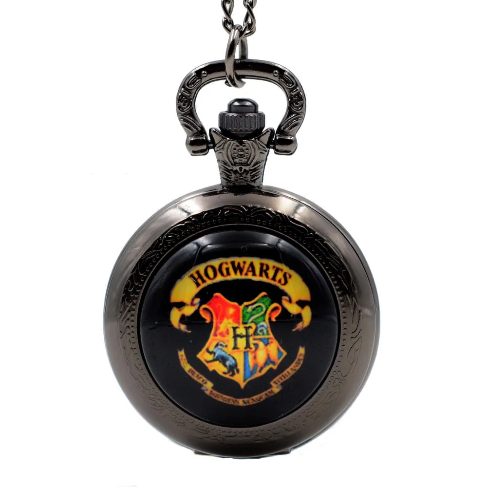 Black watch Черный Гарри Поттер H Хогвартс Школа колдовства и волшебства кварцевые карманные часы ожерелье мужские часы женские часы подарок - Цвет: Black watch