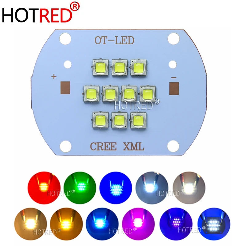 Высокая мощность светодиодный чип CREE XLamp XM-L XML2 50 Вт 100 Вт 5050 SMD теплый холодный белый красный зеленый озеро синий розовый светильник лампа-бусина COB лампа