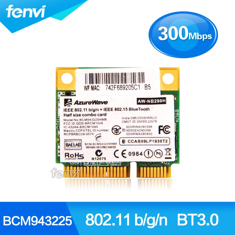 Ноутбук Wan Сети PCI E Карты Broadcom Bcm943225hmb BCM943225 802.11b/g/n 300 Мбит Беспроводной Wi Fi Bluetooth