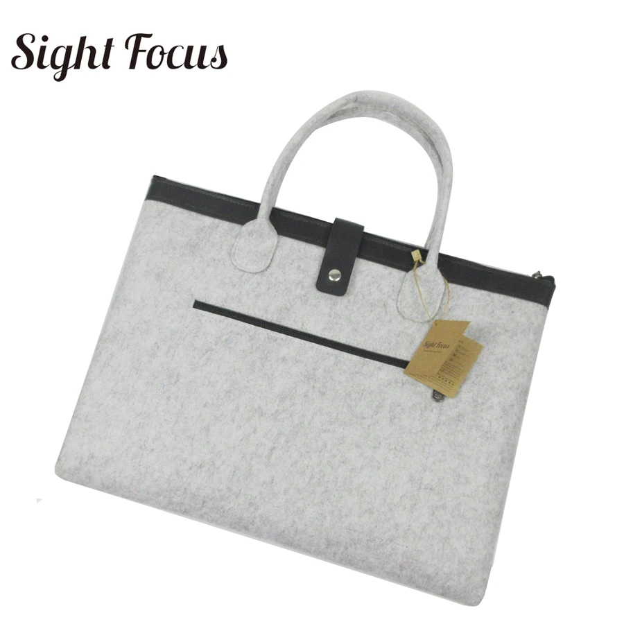 Портфель Sight Focus серый из фетра легкий портативный мягкий для ноутбука | Багаж и