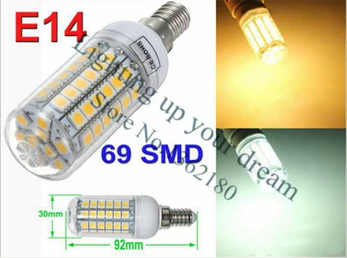 Светодиодная лампа E27 7 Вт 9 12 15 18 3000 люмен Cree SMD 5730 с крышкой 48 светодисветодиодный s