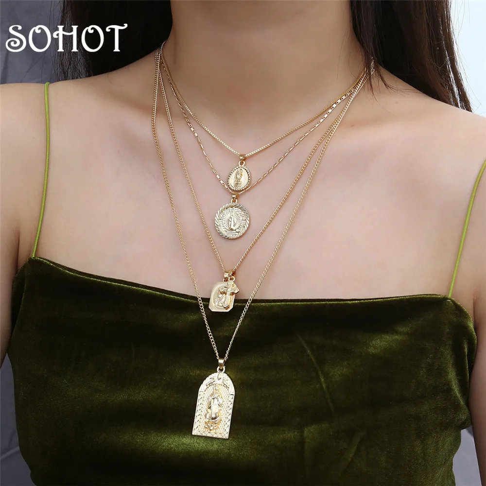 SOHOT новый религиозный стиль Многослойные женские Геометрические креативные