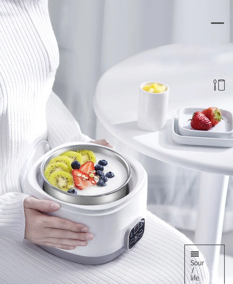 Kbxstart Многофункциональный 1L йогурт машина Natto рисовое вино йогурт DIY инструменты из нержавеющей стали Linner ферментационная машина 220 В