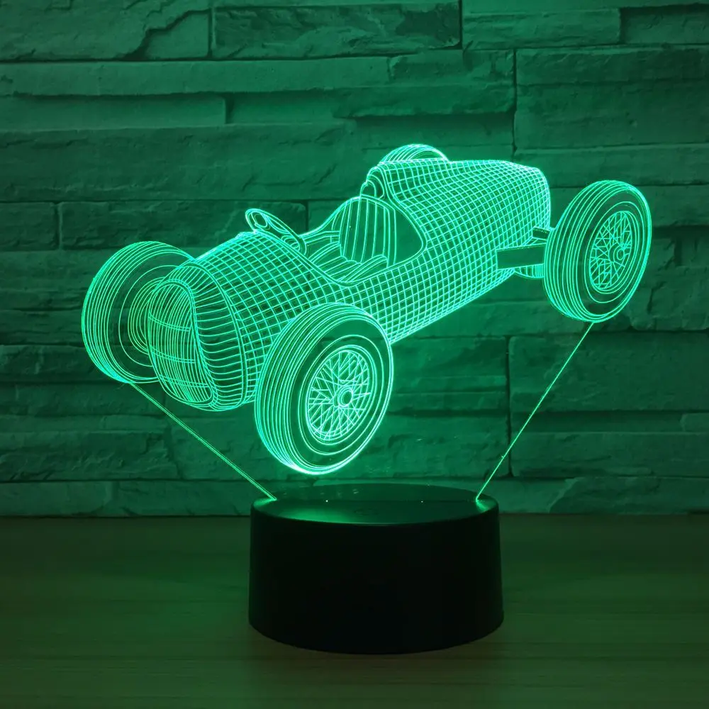 Старый гоночный автомобиль Luminarias Ночной светильник с usb-портом 7 цветов Изменение светодиодный 3D атмосферная лампа визуальный ночник освещение в помещении Прямая