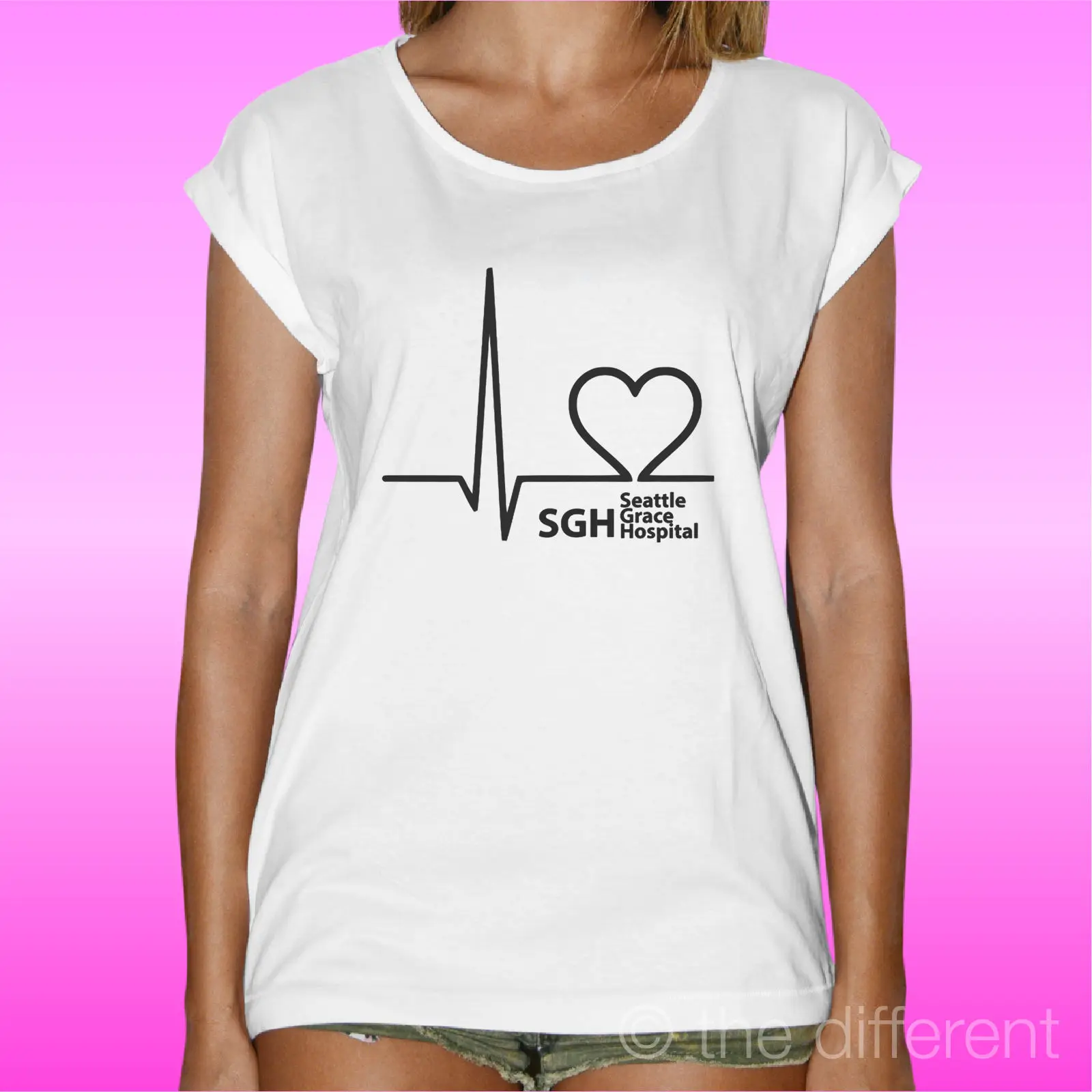 Футболка DONNA &quotLOGO OSPEDALE GREY'S ANATOMY CUORE TELEFILM&quot IDEA REGALO крутая Повседневная футболка