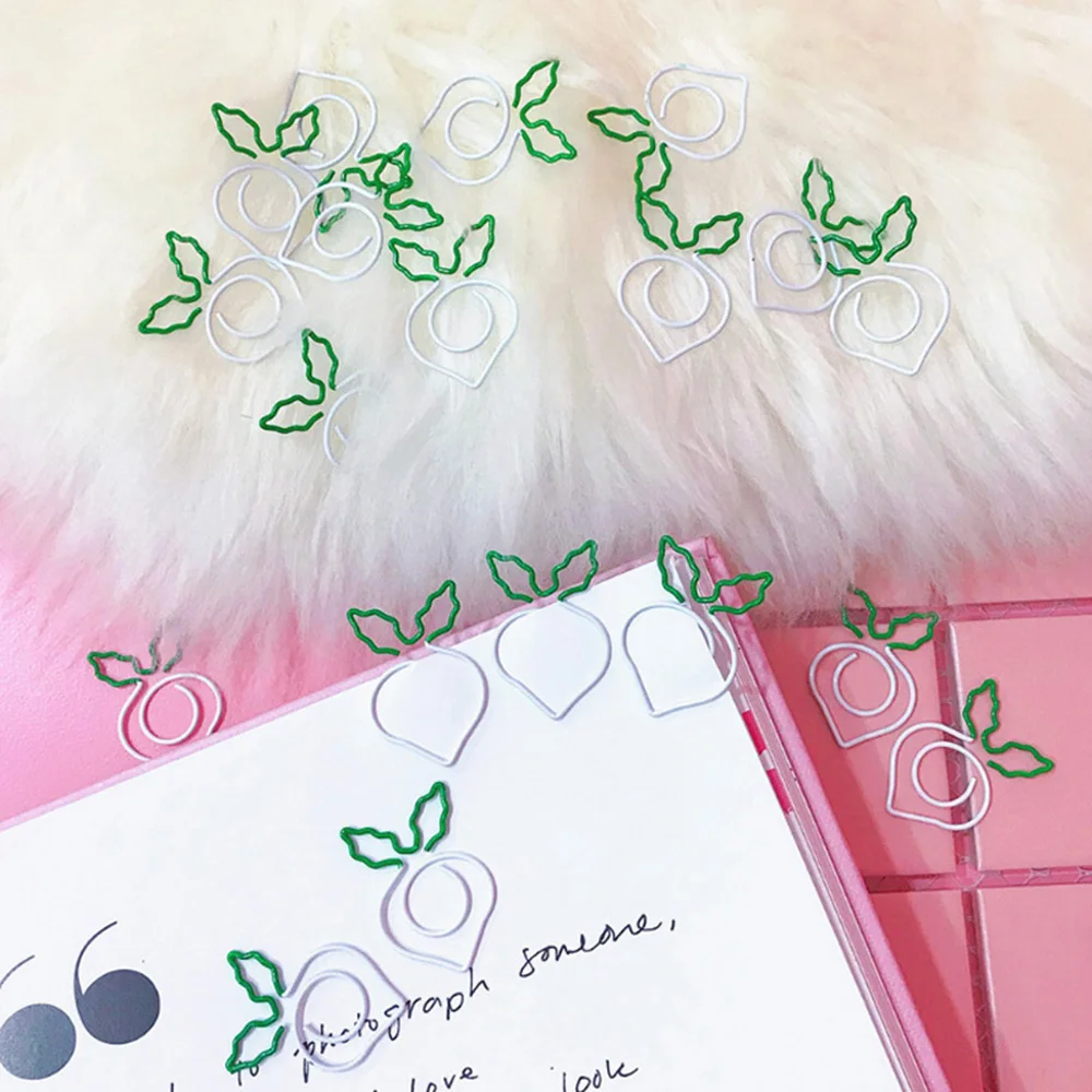 10 Pcs/set Kawaii Metal Vegetable Carrot Radish Clips Fruit Notes Folder Message Photo Paper Clip Stationery Memo | Канцтовары для