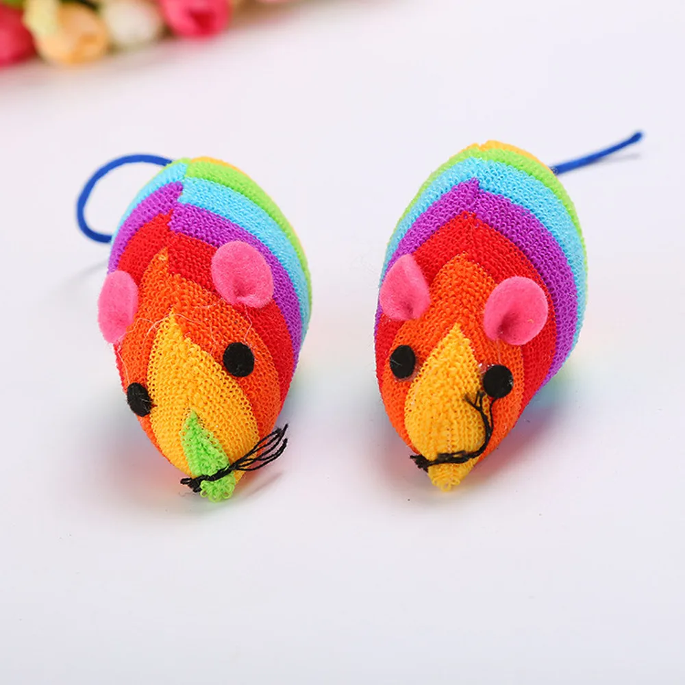 

#3 2021 New Pet Cat Toy Mouse Shape Cloth Toy Rainbow Color Interactive Toy Produits Pour Animaux De Compagnie