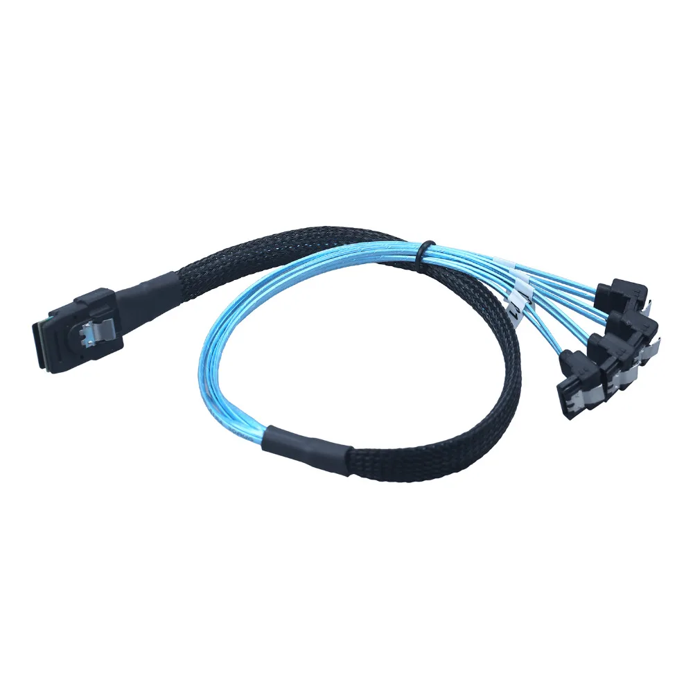 Кабель для передачи данных жесткого диска LBSC 1 м Mini SAS 36P SFF-8087 To 4 SATA 7Pin 90 градусов |