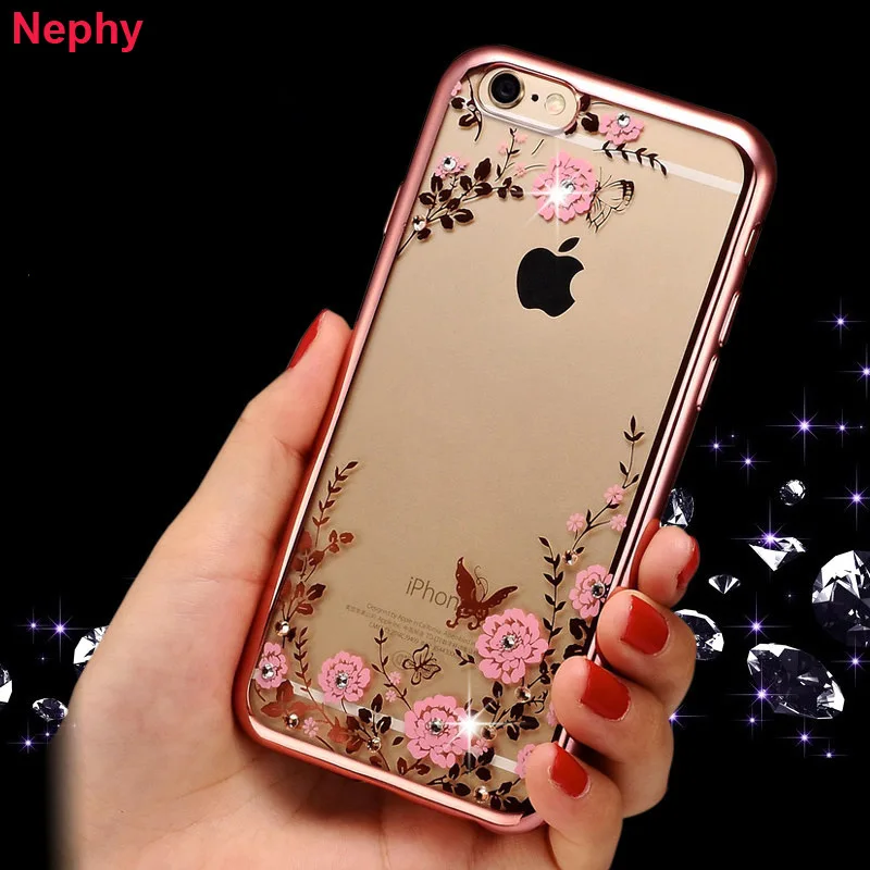 Роскошный силиконовый чехол с 3D цветами для iPhone 6 s 6S 7 7S iPhone 8 Plus X 10 5 5S 5SE 4 4S 6plus 6splus 7Plus 8 Plus чехол для сотового телефона