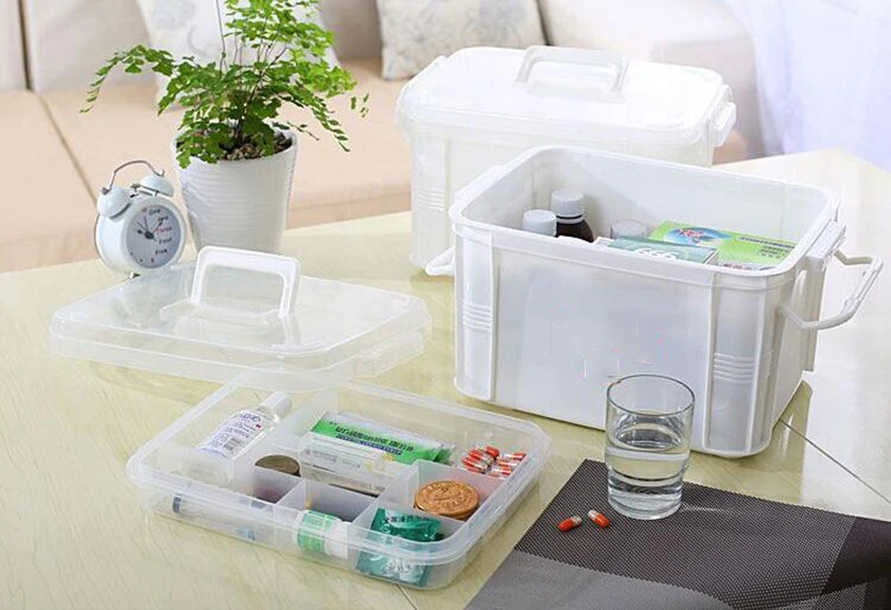 The box of the Red Cross first aid boxes plastic bin locker large medicine cabinet multilayer PCS household items | Красота и