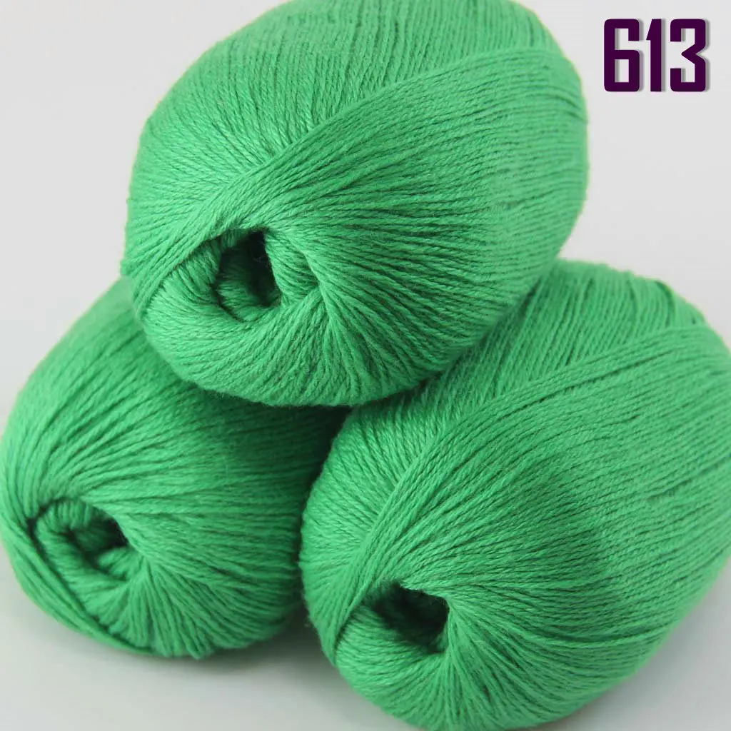 613 Green Распродажа новые мягкие 3X50 г чистый кашемир обертывание шали ручной вязки шерсть пряжа Кашемир шали и обертывание s 233 - Цвет: 613 Green