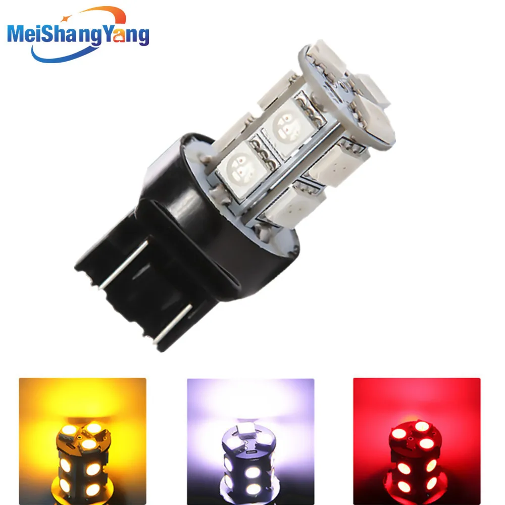 7443 7440 13 SMD 5050 чистая белая Янтарная желтая красная светодиодный ная автомобильная