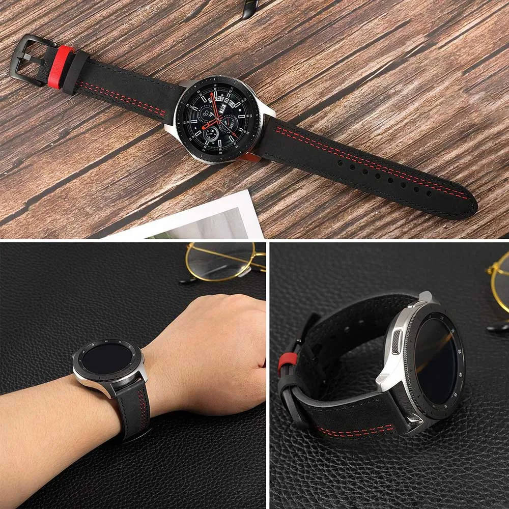 20 мм 22 натуральная телячья кожа + ремешок из нержавеющей стали для Samsung Galaxy Watch 42 46