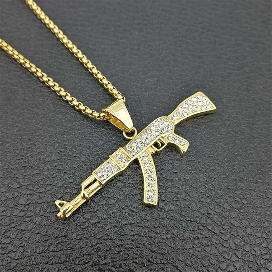 Ювелирные изделия в стиле хип хоп колье с пистолетом AK47 крутая модная подвеска